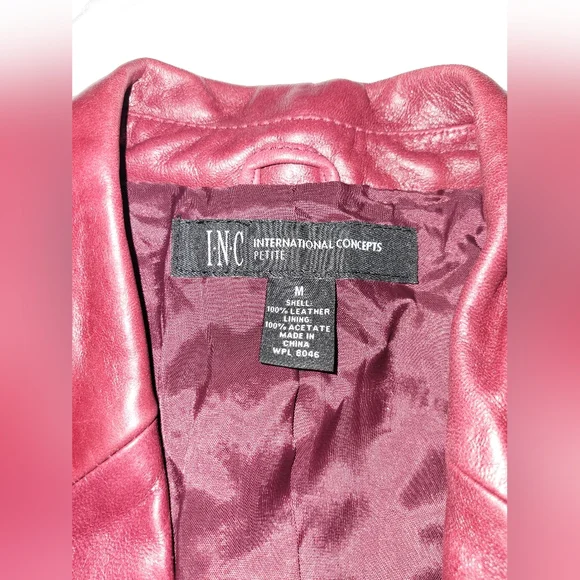 INC International Concepts Women's Red Leather Jacket - Picture 3 of 3
